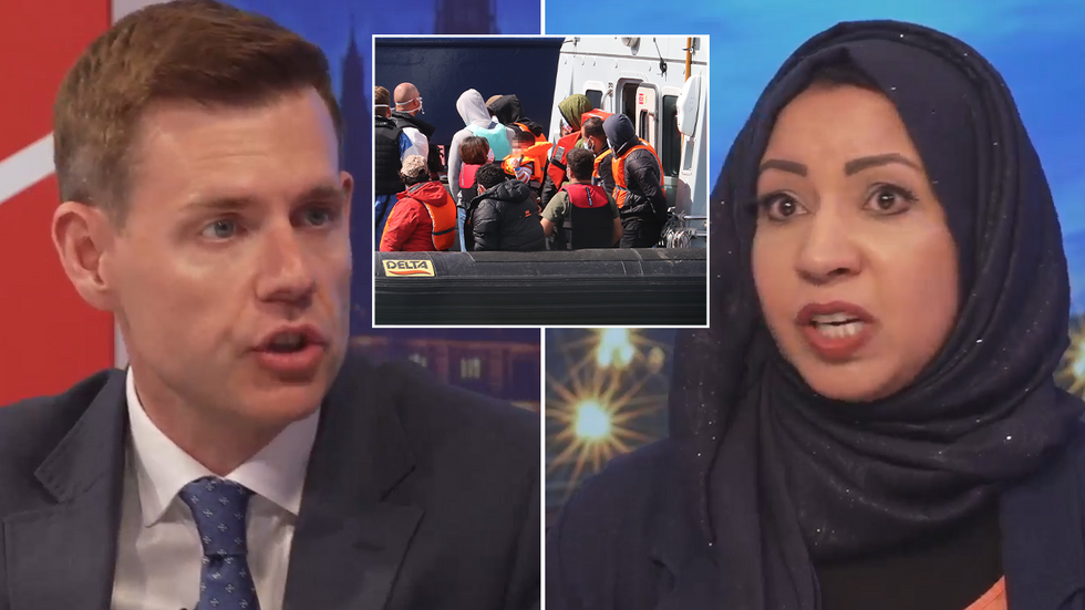 Matt Goodwin and Fahima Mahomed with an inset of small boat migrants