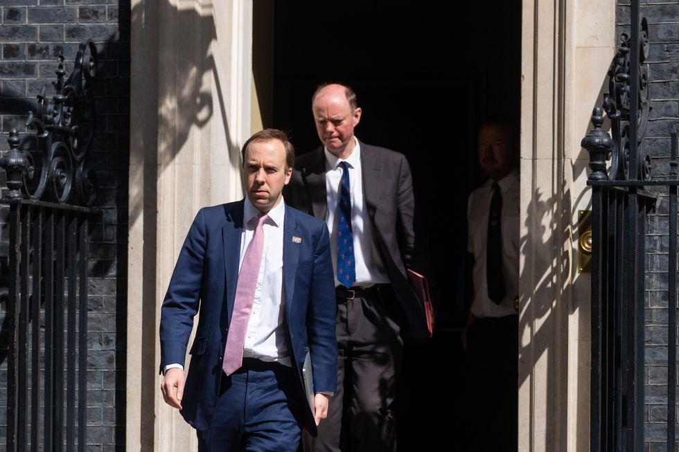 Matt Hancock and Professor Whitty leaving 10 Downing Street