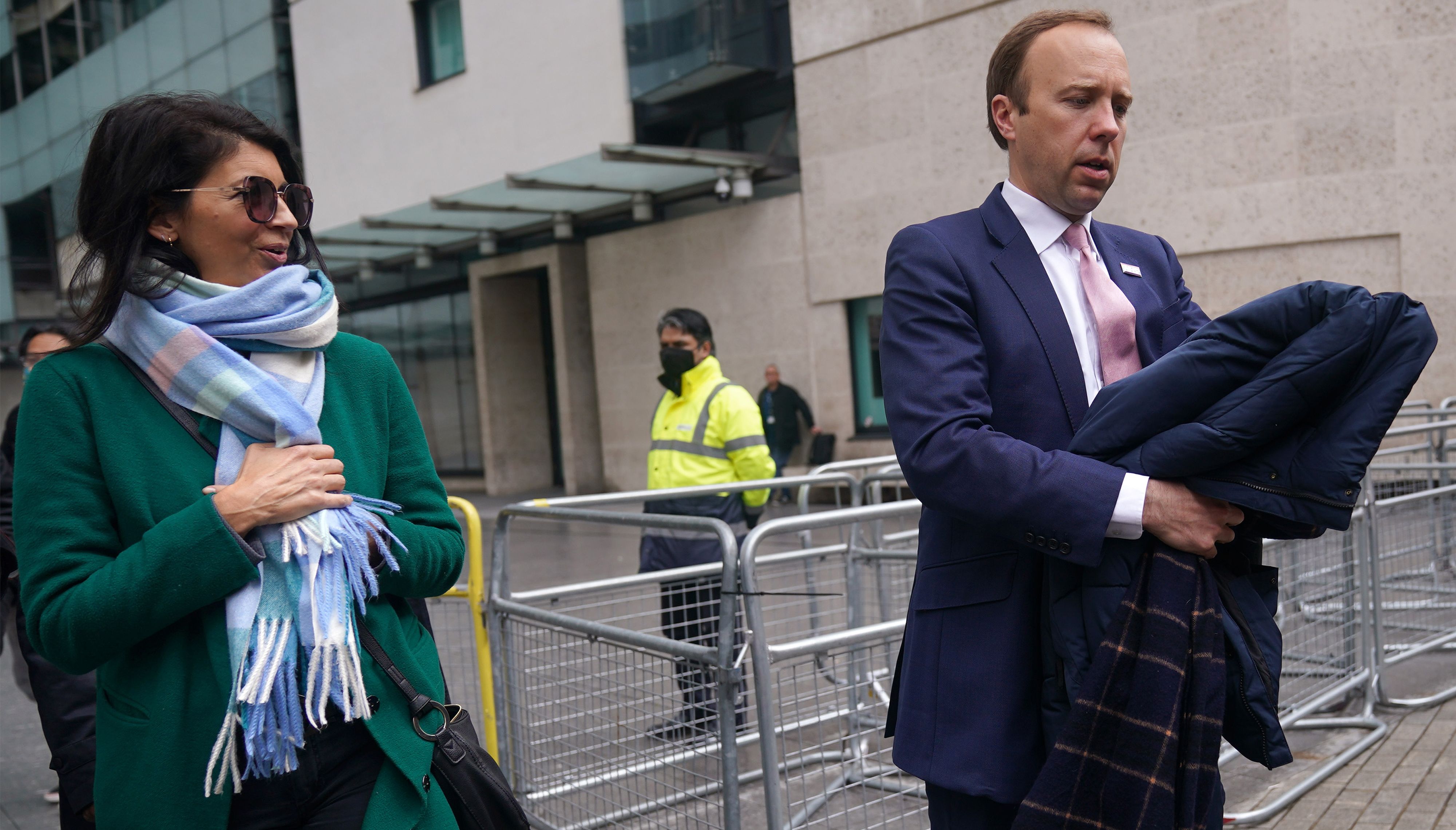 Matt Hancock with adviser Gina Coladangelo, who was caught kissing the close aide in breach of coronavirus restrictions.