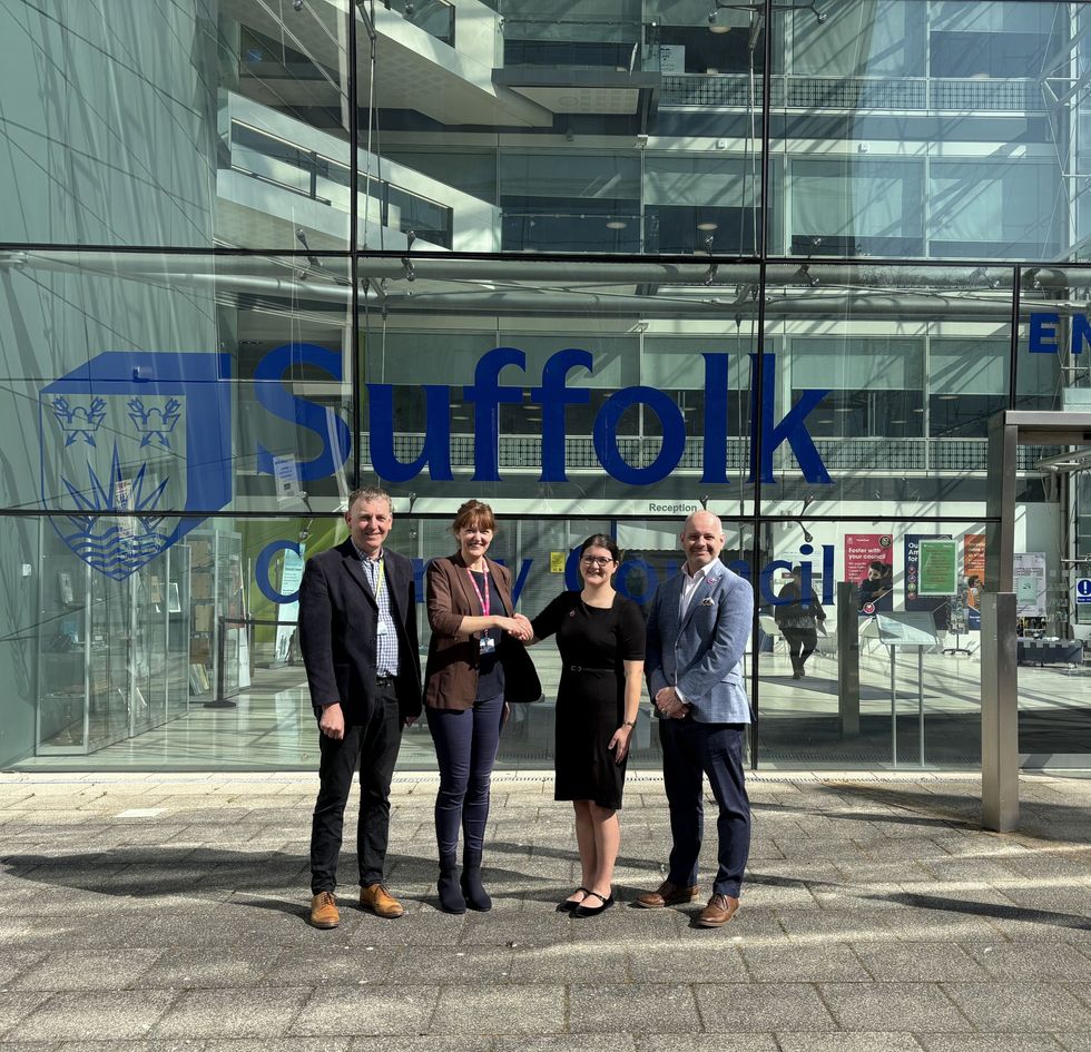 Matthew Ling and Amy Rushton of Suffolk County Council, Charlie Allen and Steve Beer of Believ