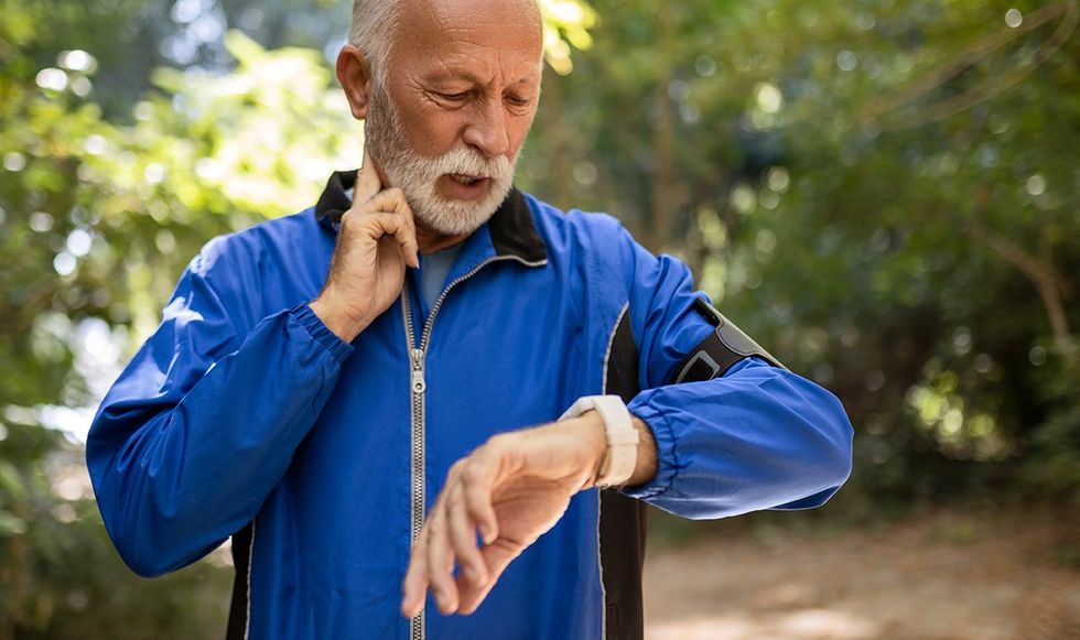 Mature man exercising