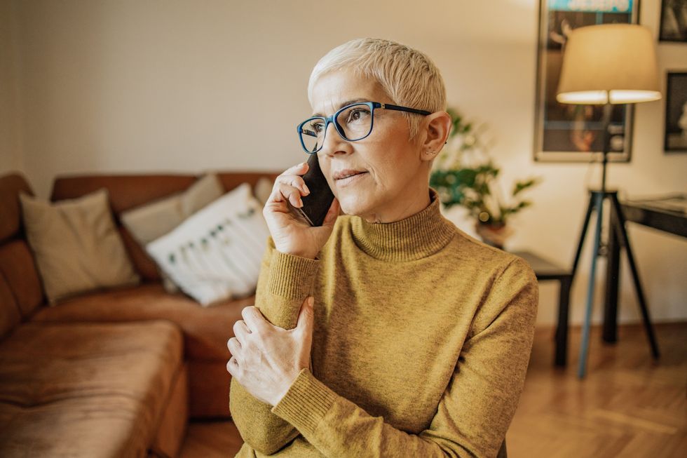 Mature woman on phone