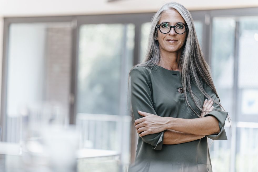 Mature woman with long hair
