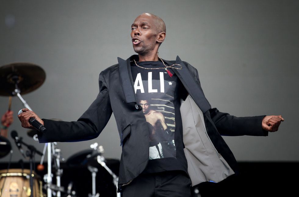 Maxi Jazz of Faithless on the main stage during the third day of T in the Park, the annual music festival held at Strathallan Castle, Perthshire.