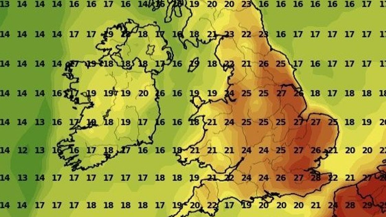 Maximum temperatures on Saturday