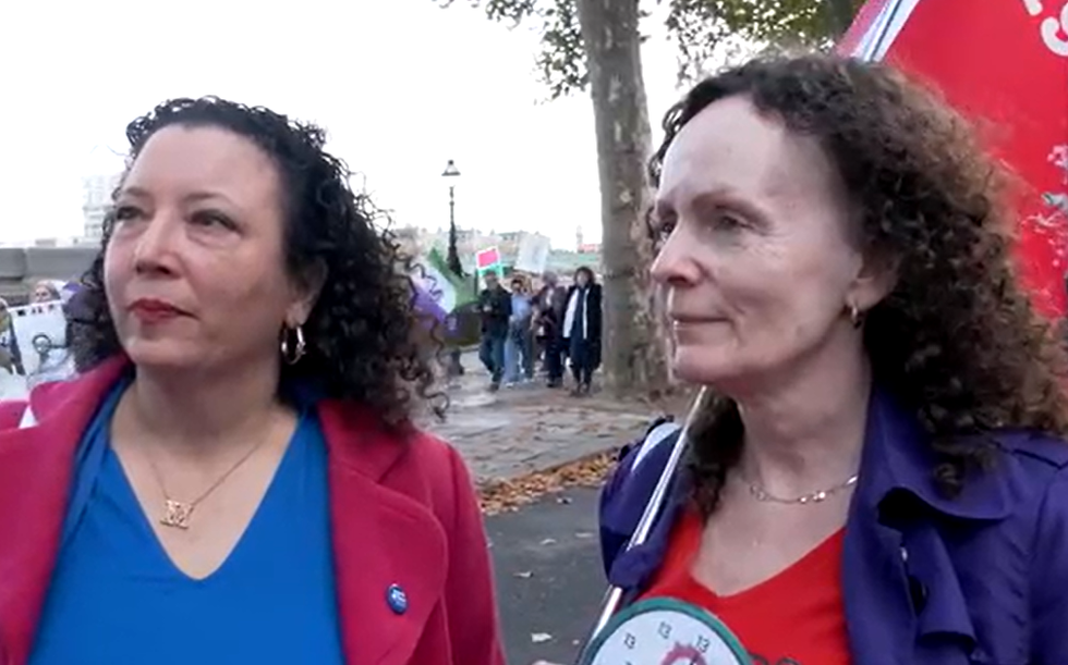 Maya Forstater and Fiona McAnena at a women's rights protest in London