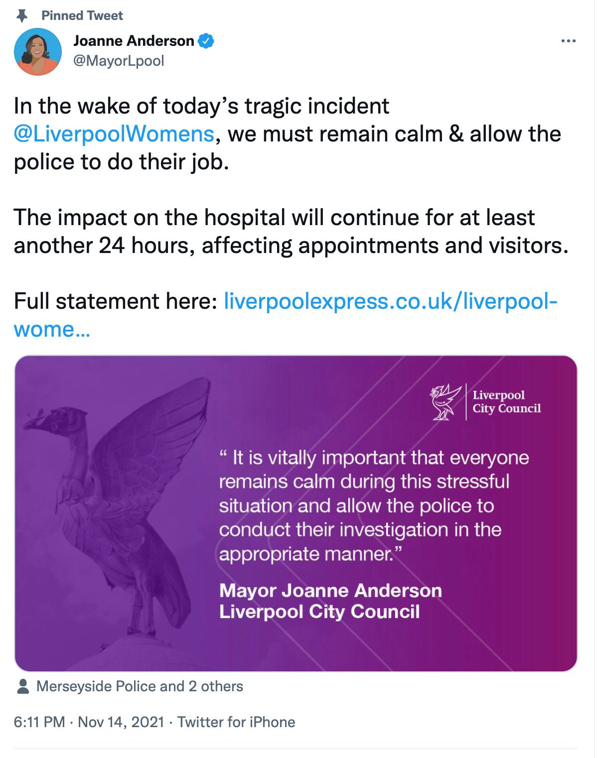 Mayor of Liverpool, Joanne Anderson