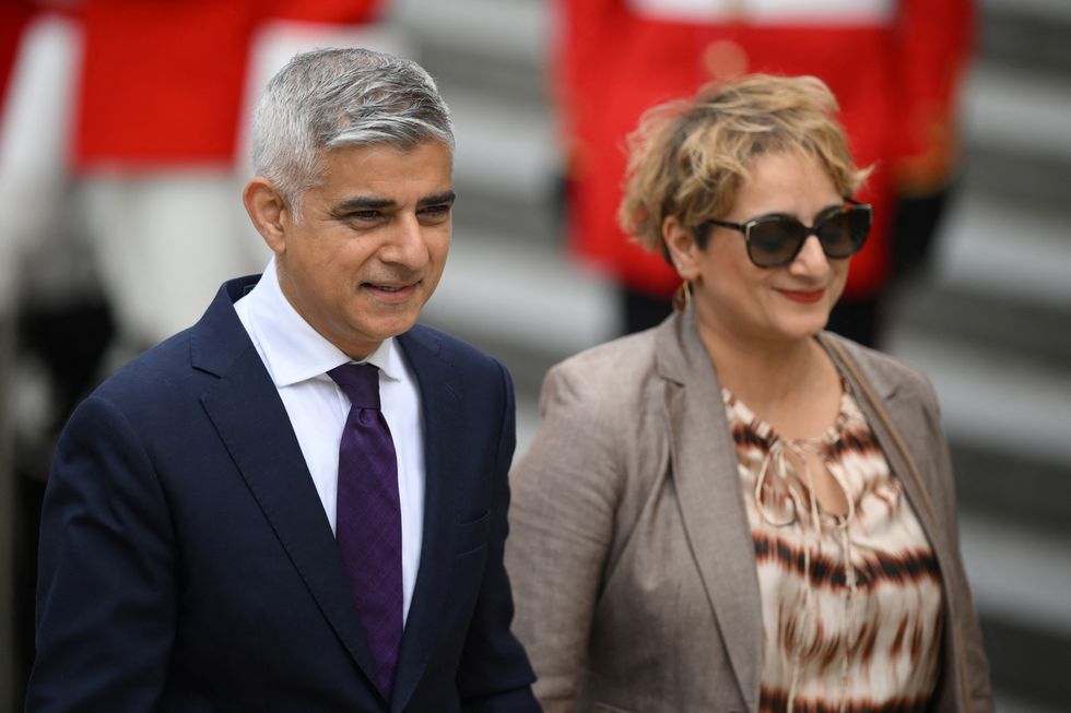 Mayor of London Sadiq Khan and his wife, Saadiya Khan, arrive for the National Service of Thanksgiving held at St Paul's Cathedral, during the Queen's Platinum Jubilee celebrations, in London, Britain, June 3, 2022. Daniel Leal/Pool via REUTERS