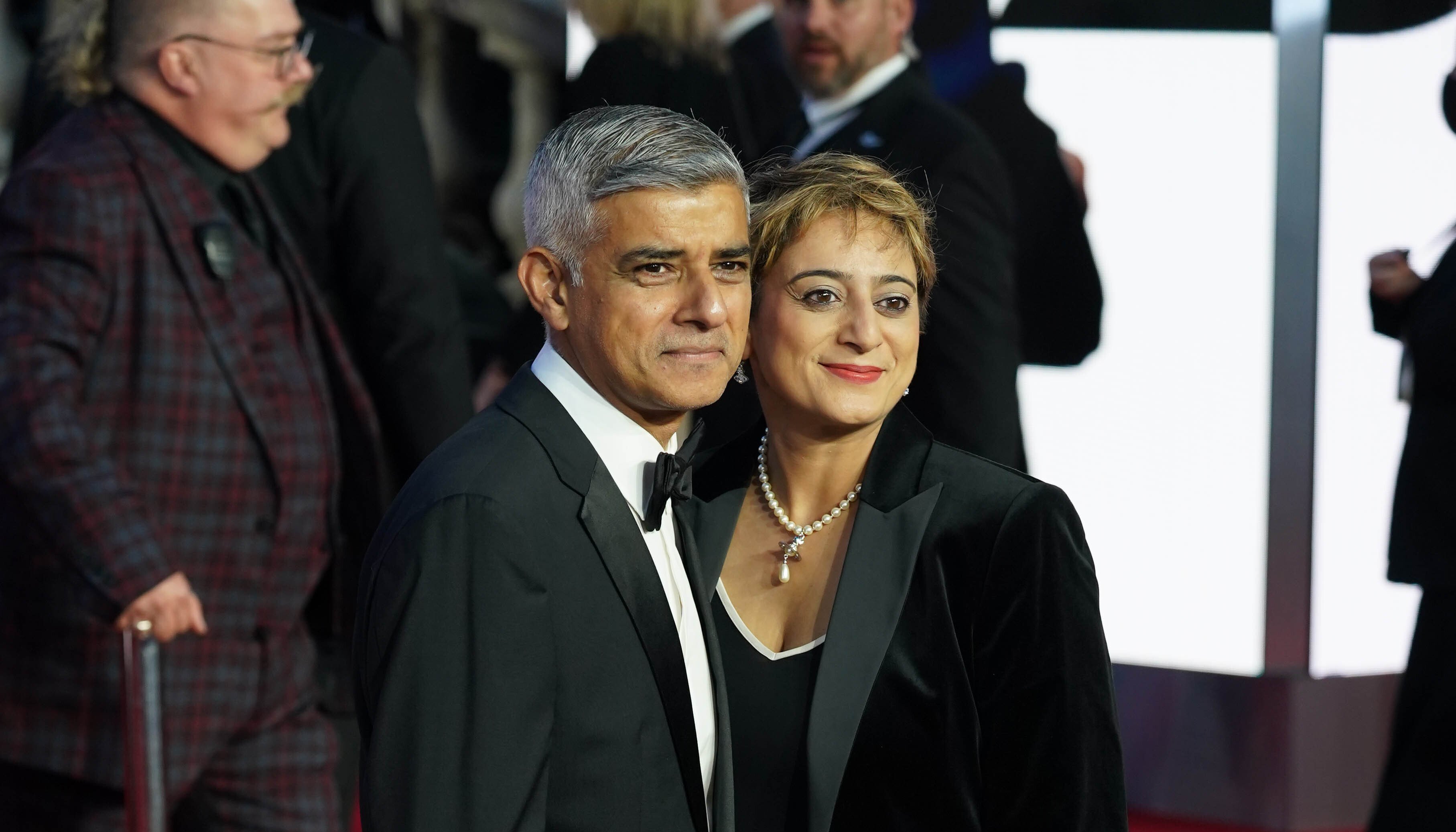 Mayor of London Sadiq Khan and Saadiya Khan attending the World Premiere of No Time To Die, at the Royal Albert Hall in London. Picture date: Tuesday September 28, 2021.