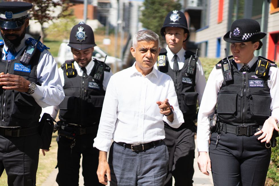 Mayor of London Sadiq Khan during a visit to Tottenham Hale Village, north London, where he was joined by a neighbourhood policing team on patrol and visiting Eagle Heights youth centre, which is funded by the Mayor's Violence Reduction Unit. Picture date: Wednesday August 10, 2022.