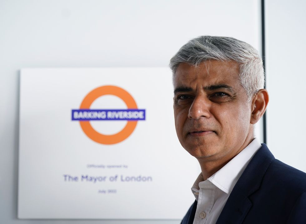 Mayor of London Sadiq Khan during the official celebration of the opening of the new Barking Riverside station, in Barking, east London. Picture date: Monday July 25, 2022.