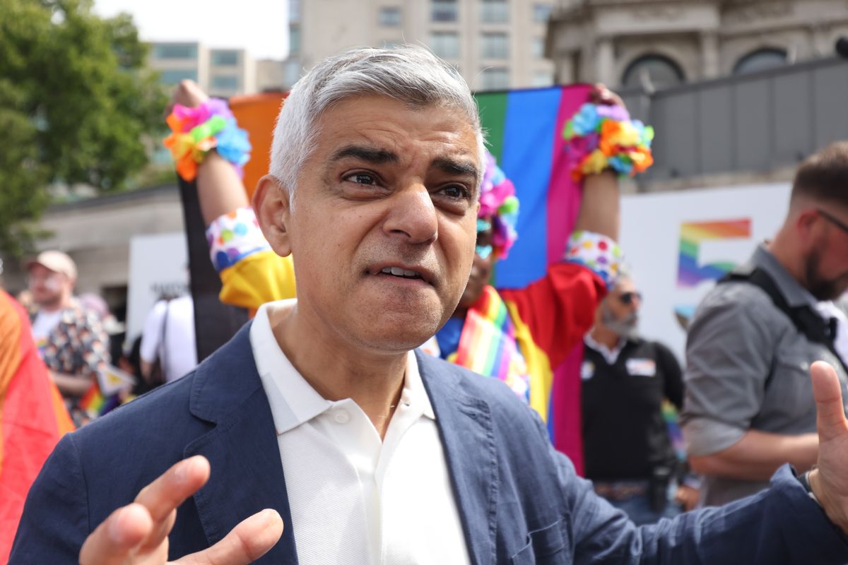 Mayor of London Sadiq Khan speaking to the media before the Pride in London parade
