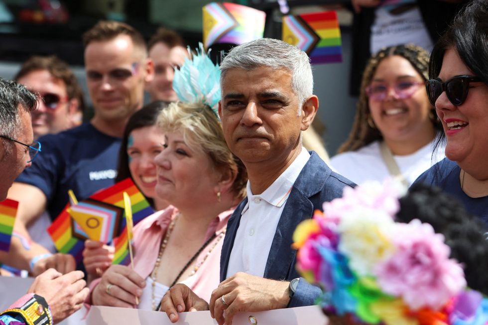 Mayor of London Sadiq Khan takes part in the 2023 Pride Parade in London