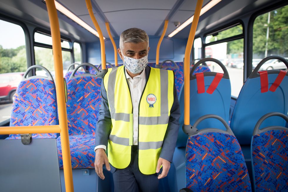 Mayor of London Sadiq Khan visits Perivale Bus Depot, London, for the launch of 20 new hydrogen fuel cell double decker buses which will reduce Transport for London's carbon footprint