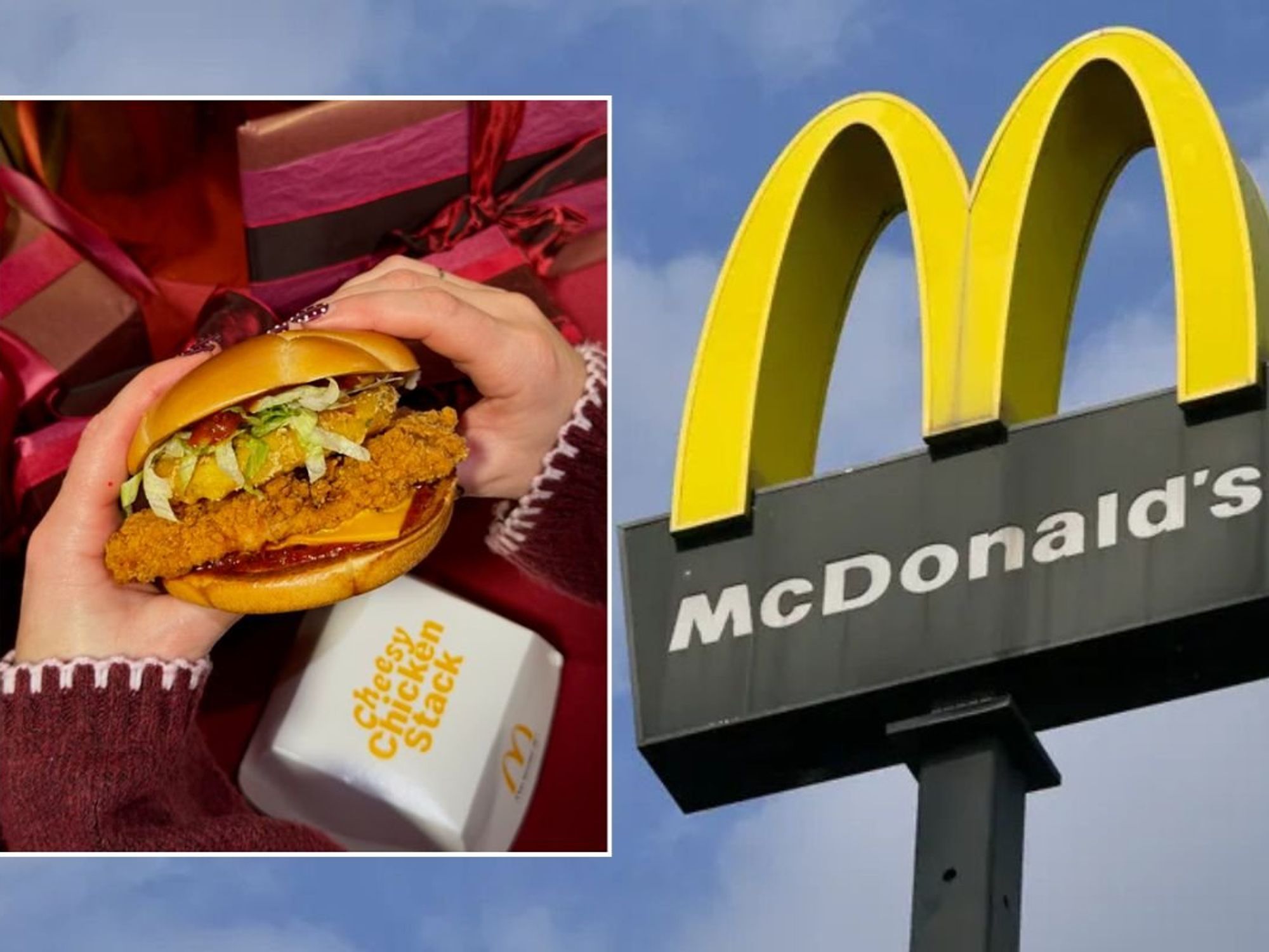 McDonald's Cheesy Chicken Stack / McDonald's sign