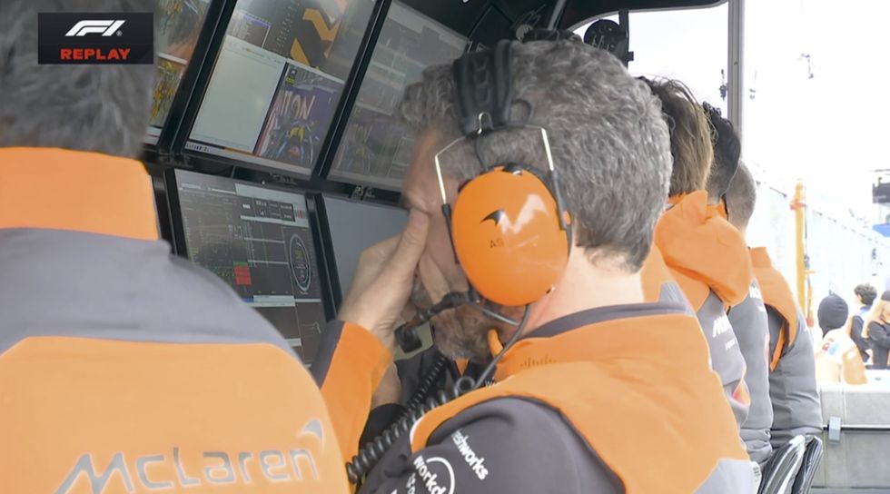 McLaren chief Zak Brown was furious after the crash, which means the Constructor's Championship will not be heading their way today