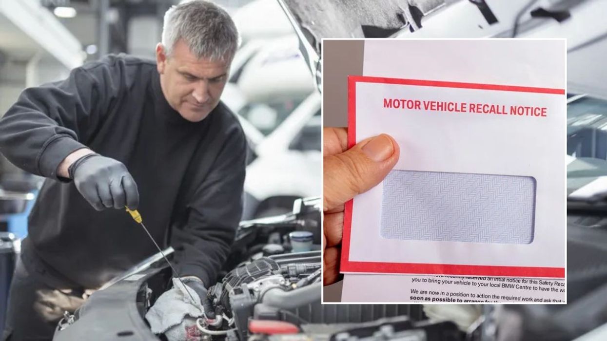 Mechanic repairing a car and a vehicle recall reminder letter