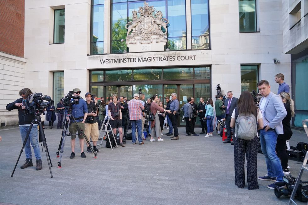 Media assemble outside Westminster Magistrates Court in London, ahead of the arrival of actor Kevin Spacey who is charged with sexual offences against three men