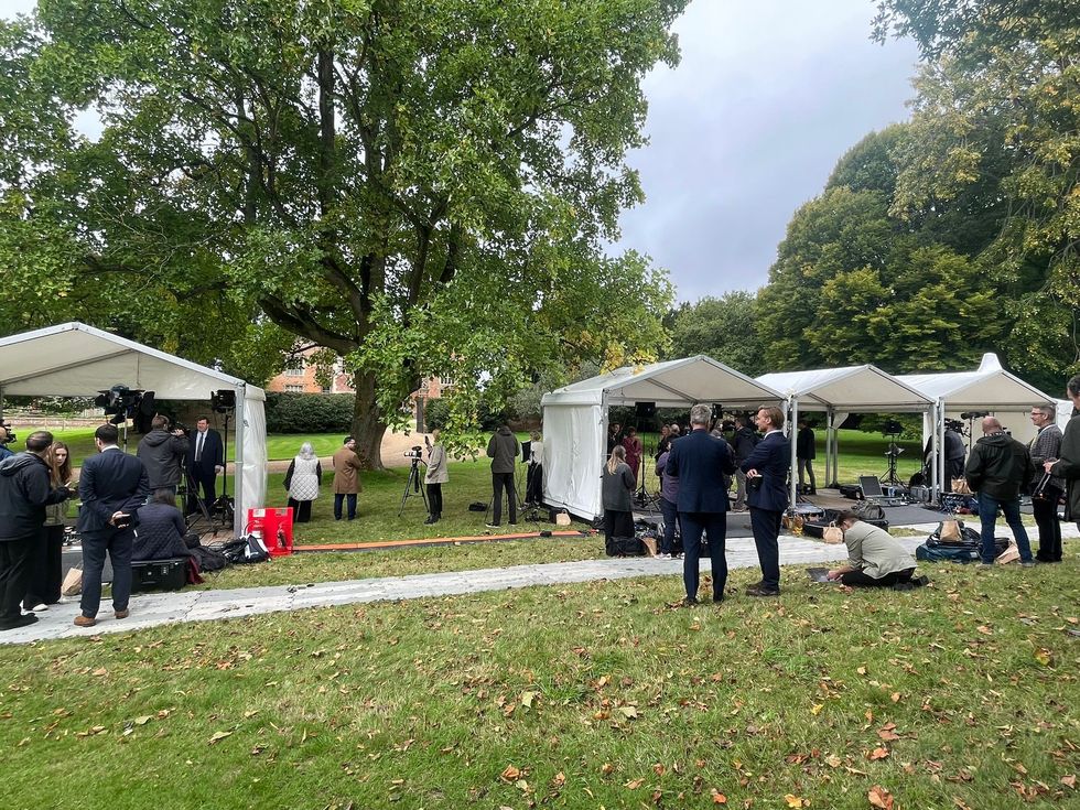 Media in place ahead of Mr Trump's arrival\u200b