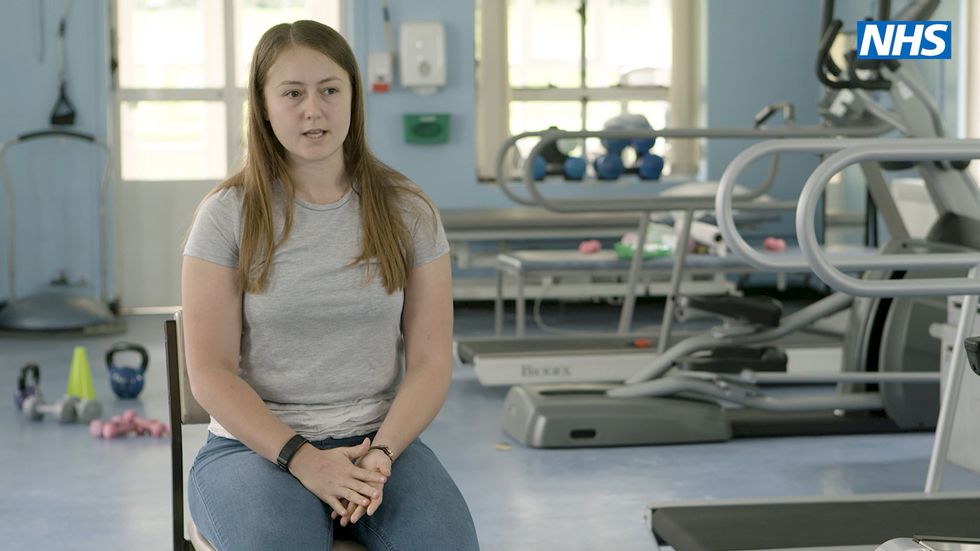 Megan Higgins, 25, appearing in a film supporting the Covid-19 vaccination programme.
