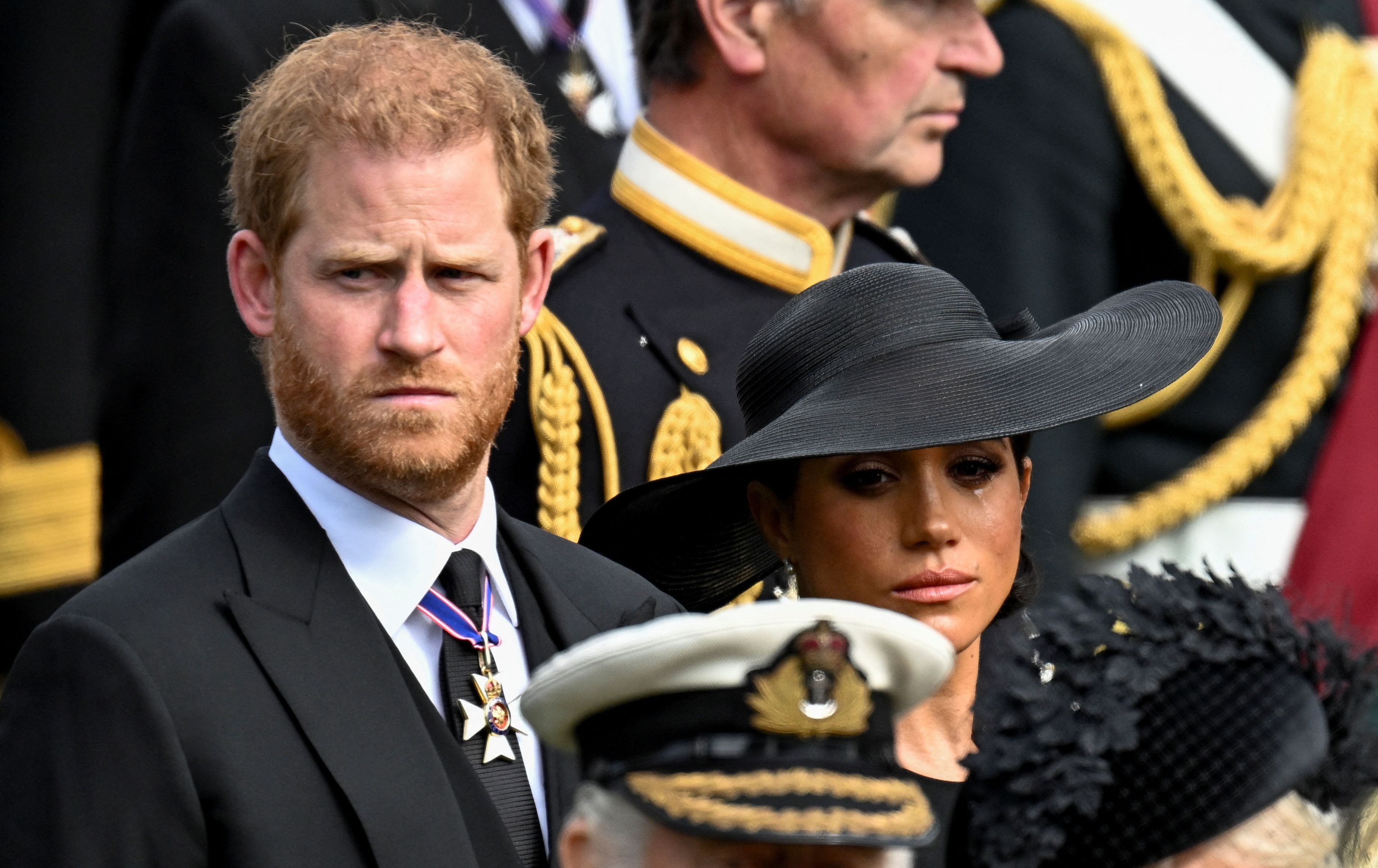 Meghan Markle and Prince Harry at Queen Elizabeth II's funeral last week