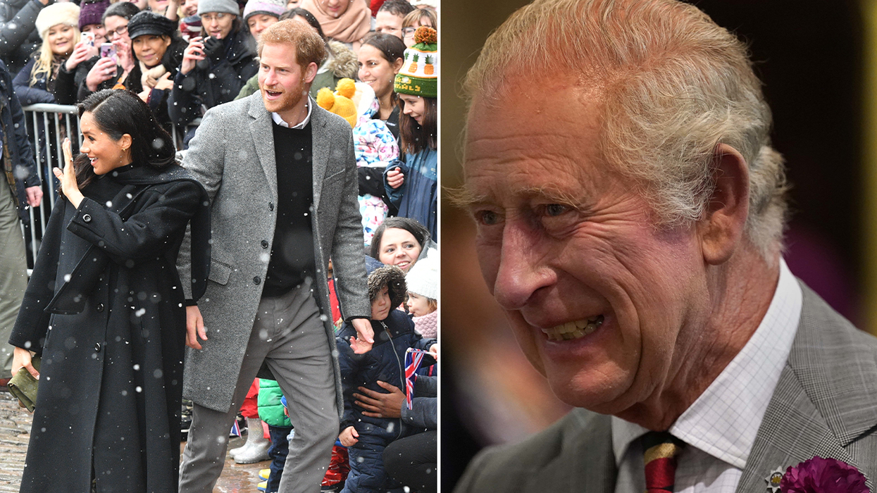 Meghan Markle and Prince Harry (left) and King Charles (right)