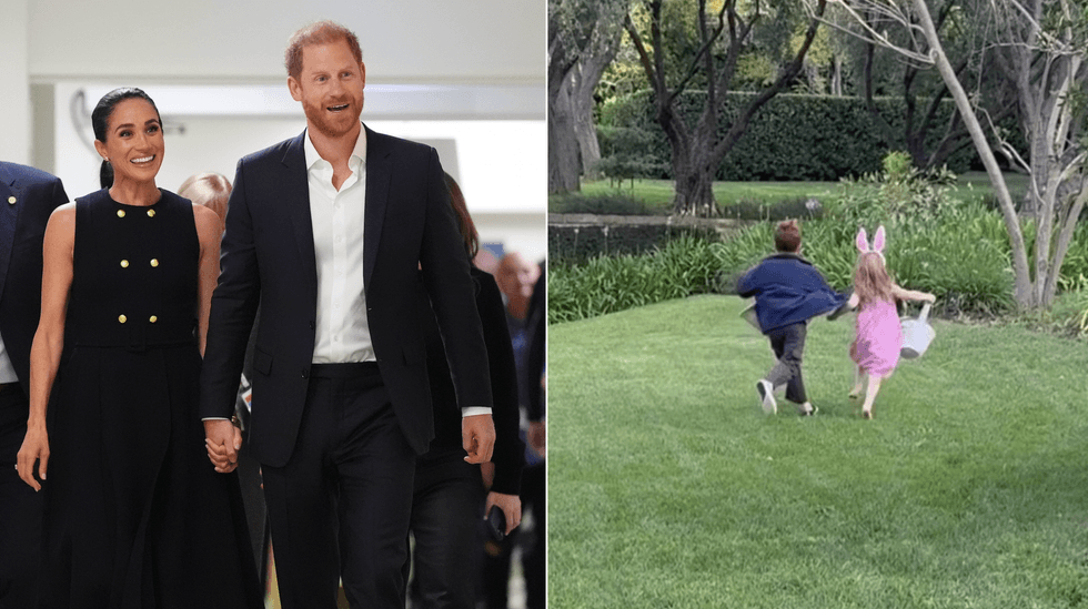 Meghan Markle and Prince Harry (left), Prince Archie and Princess Lilibet (right)