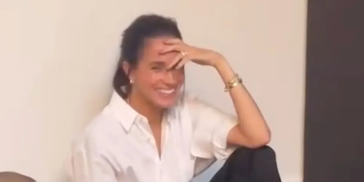 Meghan Markle in fits of laughter as duchess shares behind-the-scenes footage of photoshoot Meghan Markle in fits of laughter as duchess shares behind-the-scenes footage of photoshoot