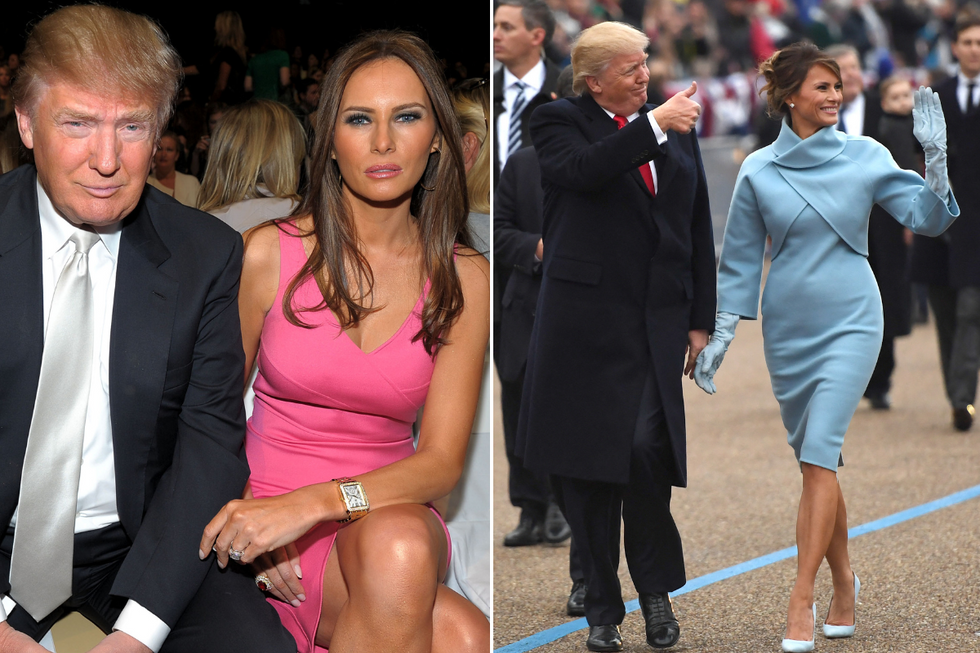 Melania and Donald Trump before and after his first inauguration