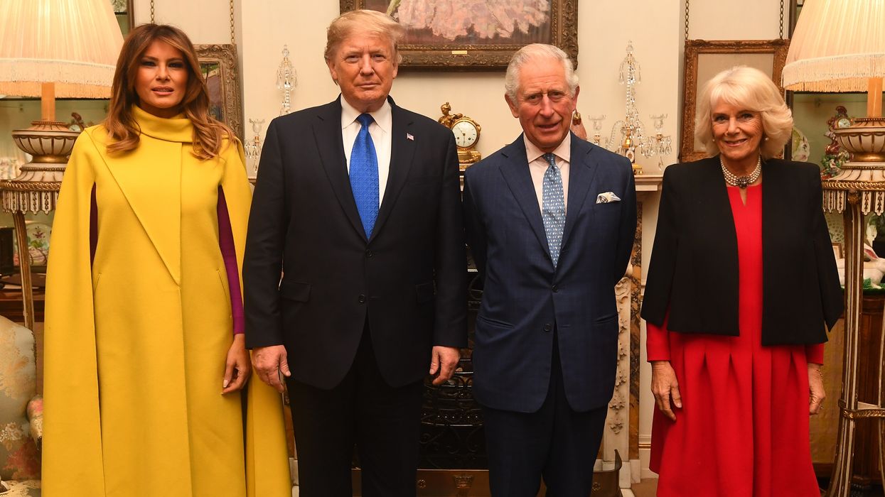 Melania Trump and her husband pose alongside the King and Queen.