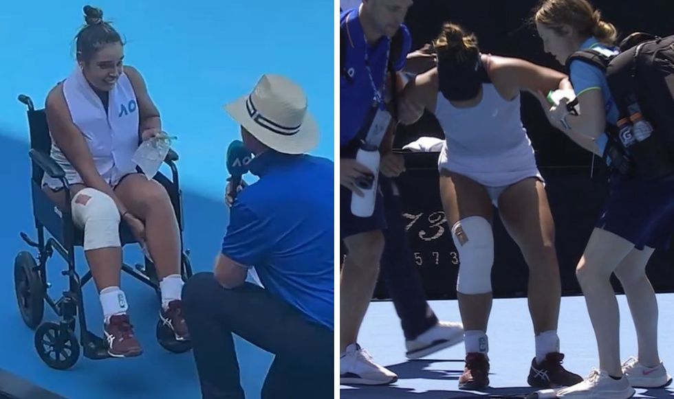 Melisa Ercan left the court in a wheelchair