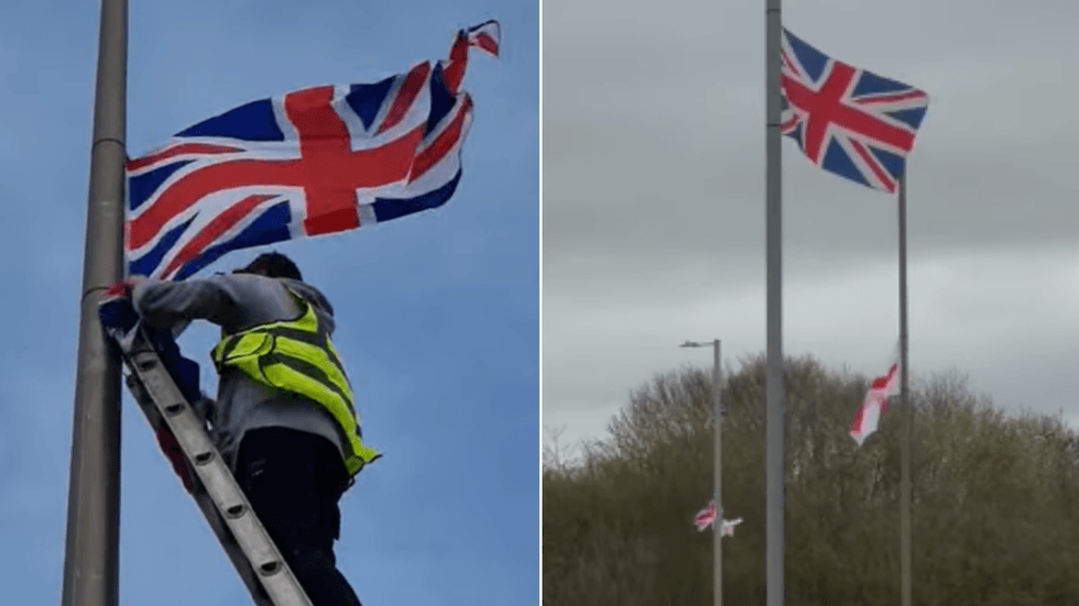Member of Flag Force Braintree replacing Union Jack