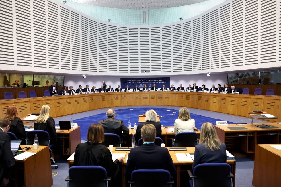 Members of the European Court of Human Rights (ECHR) open a hearing
