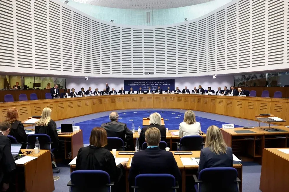 Members of the European Court of Human Rights (ECHR) open a hearing