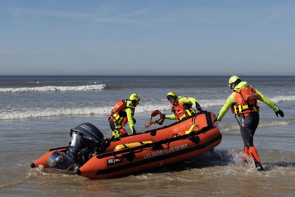 Members of the 'Sauveteurs en mer', or 'Sea Rescuers' doing a training exercise