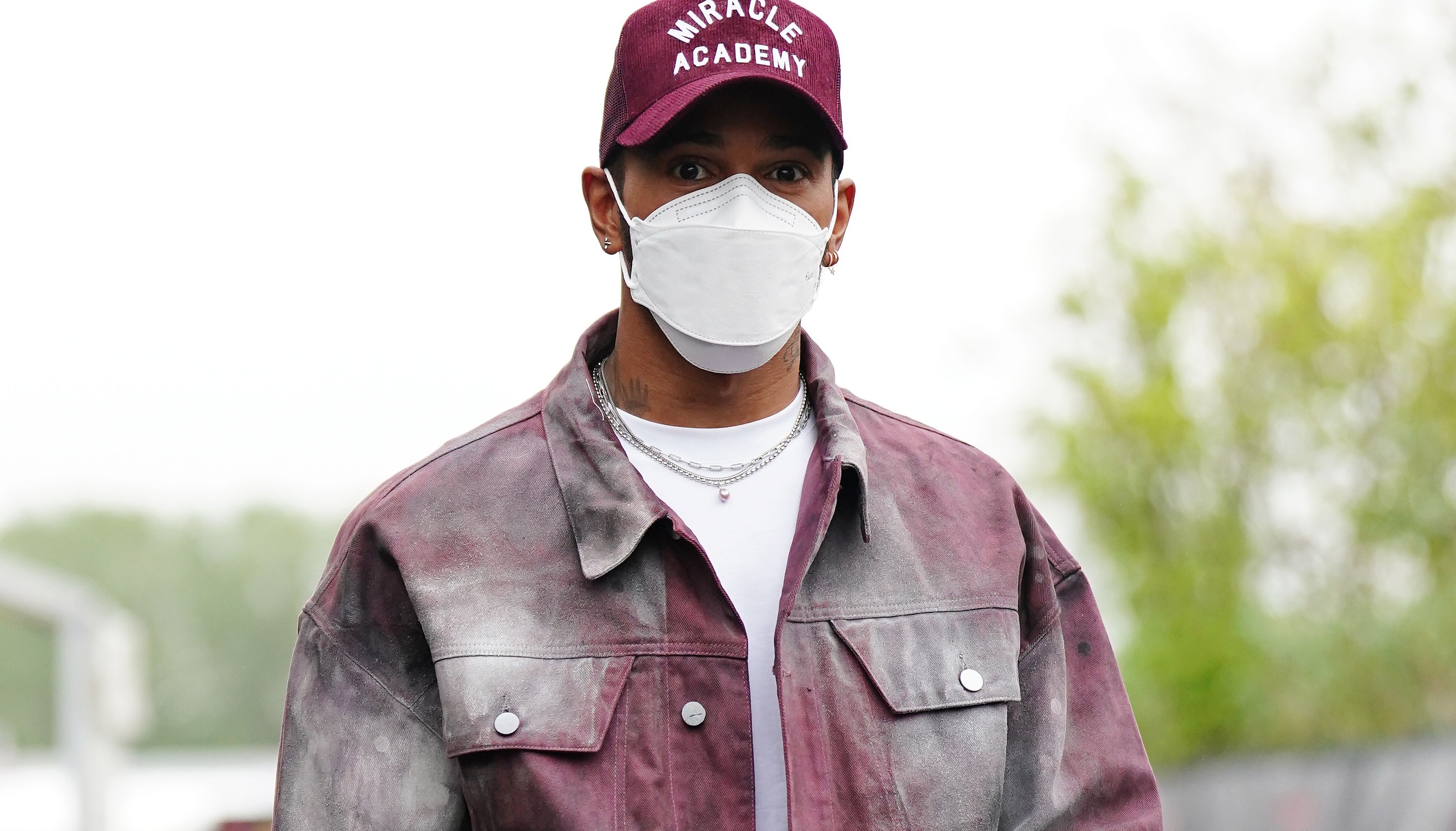 Mercedes driver Lewis Hamilton arrives at the Autodromo Internazionale Enzo e Dino Ferrari circuit, better known as Imola, ahead of the Emilia Romagna Grand Prix