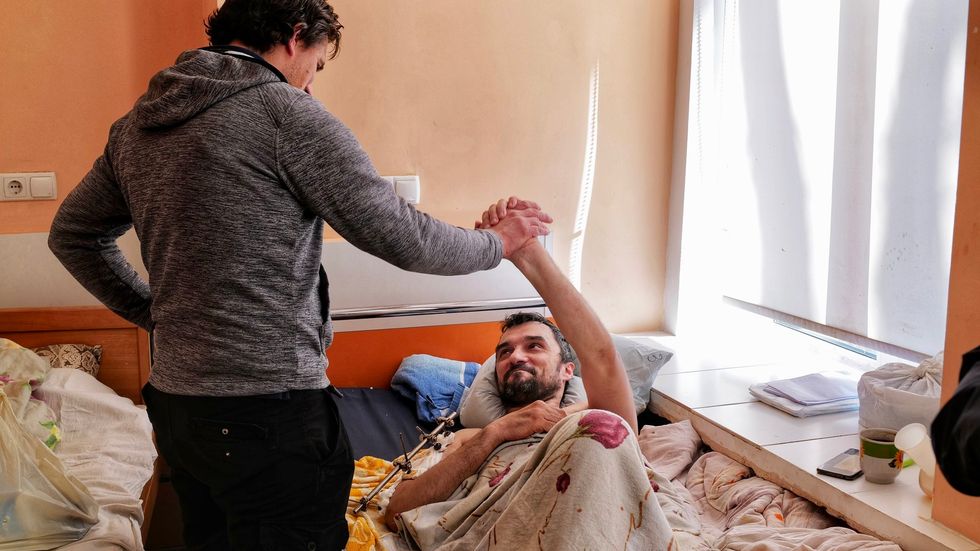 Mercer was in and around Irpin, Bucha and Kyiv visiting wounded Ukrainian veterans and local MPs.