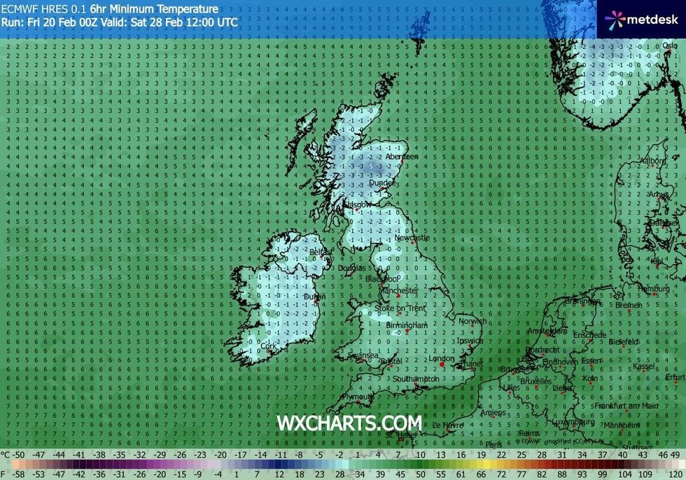 Mercury could dip below freezing next week, WXCHARTS said