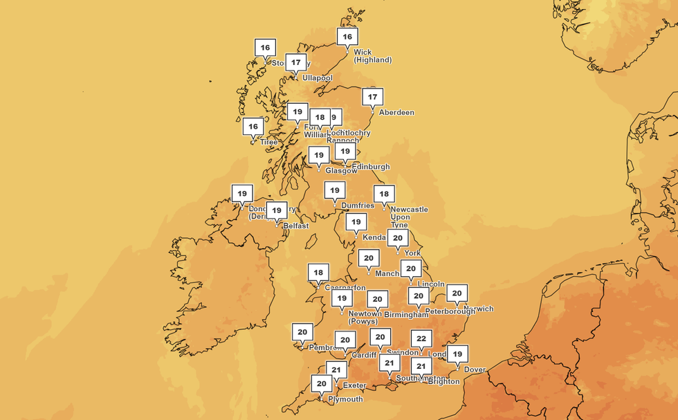 Mercury will likely return to the seasonal average as September looms, with 22C forecast for London on September 4.