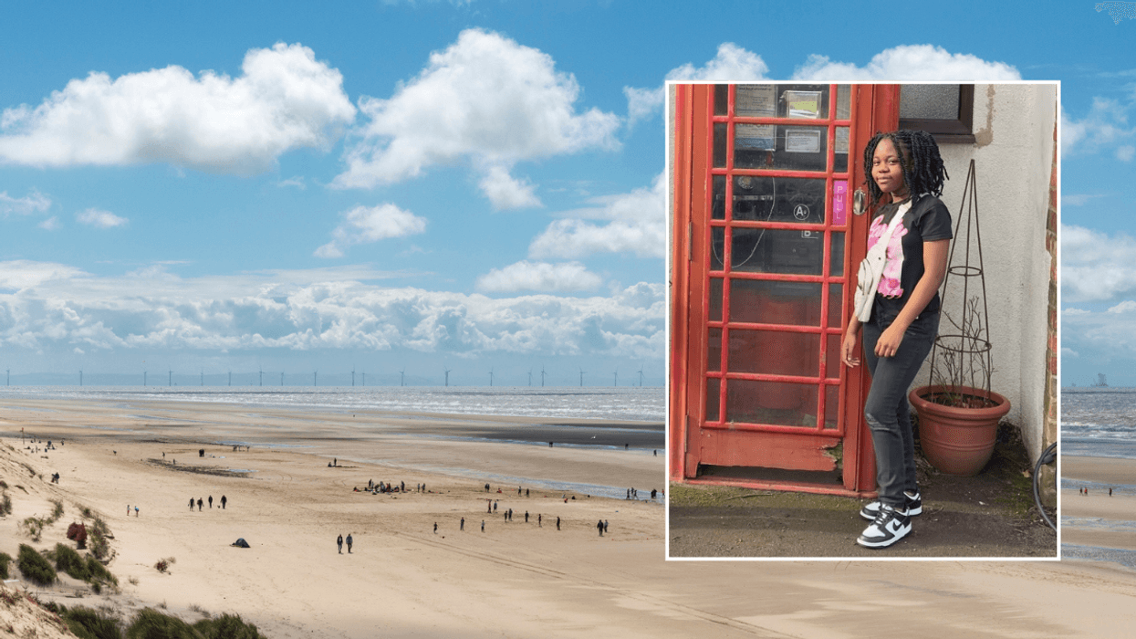 Merseyside beach and photo of Chiedza Nyanjowa