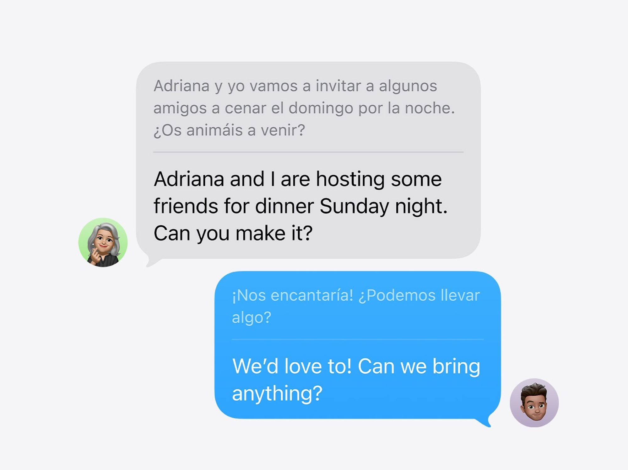 messages in iOS 26 with translation