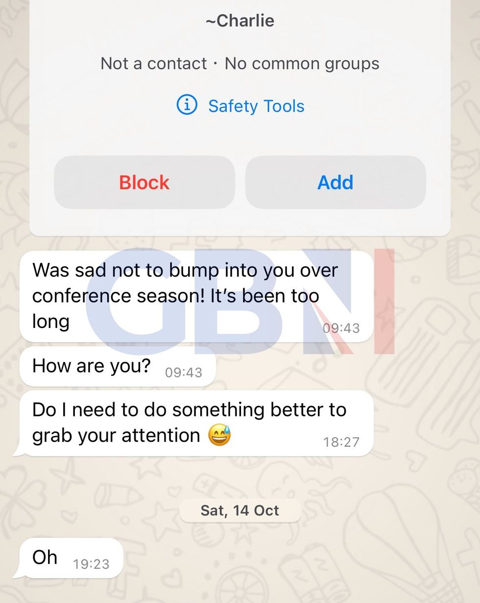Messages obtained by GB News showing 'Charlie' messaging MPs