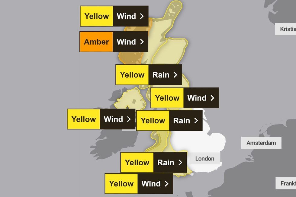 Met Office alerts are in force across the country - November 2025