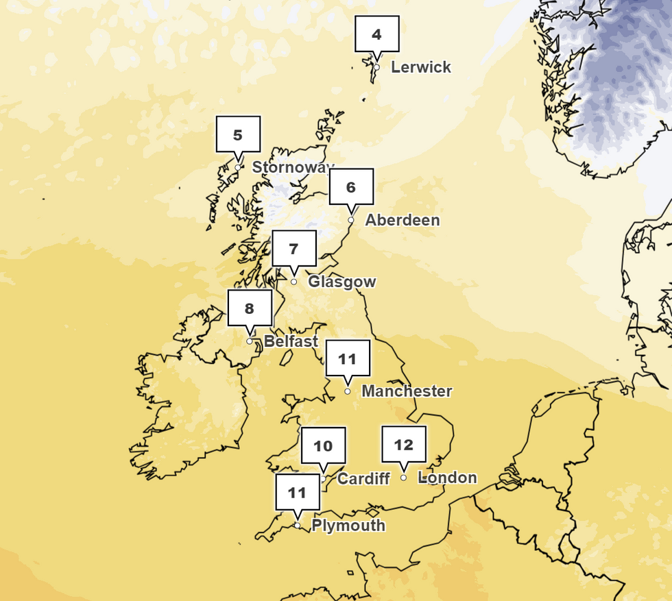 Met Office has forecast for temperatures in the low-teens today
