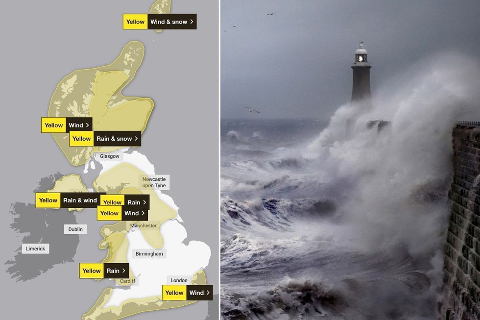 met Office map and storm warning