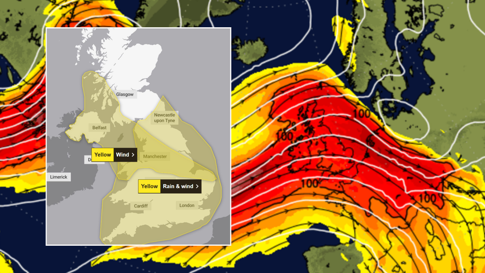 Met Office map/Netweather jetstream