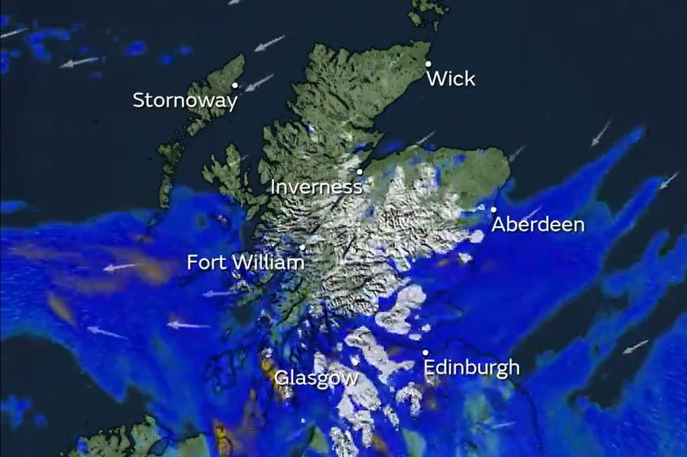 Met Office map shows rain turning to snow