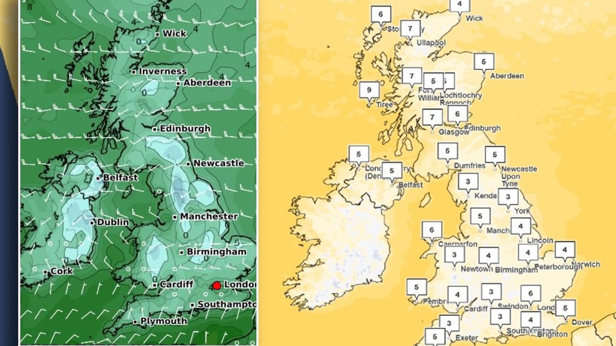 Met Office map shows single-digit temperatures and WX Charts map shows arctic chill