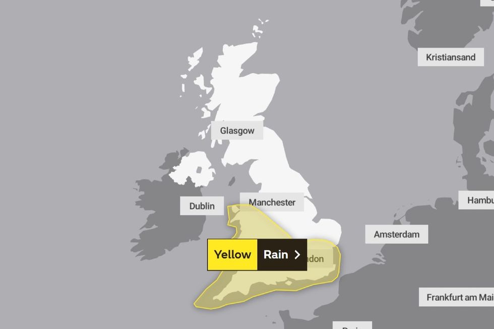 Met Office rain warning map