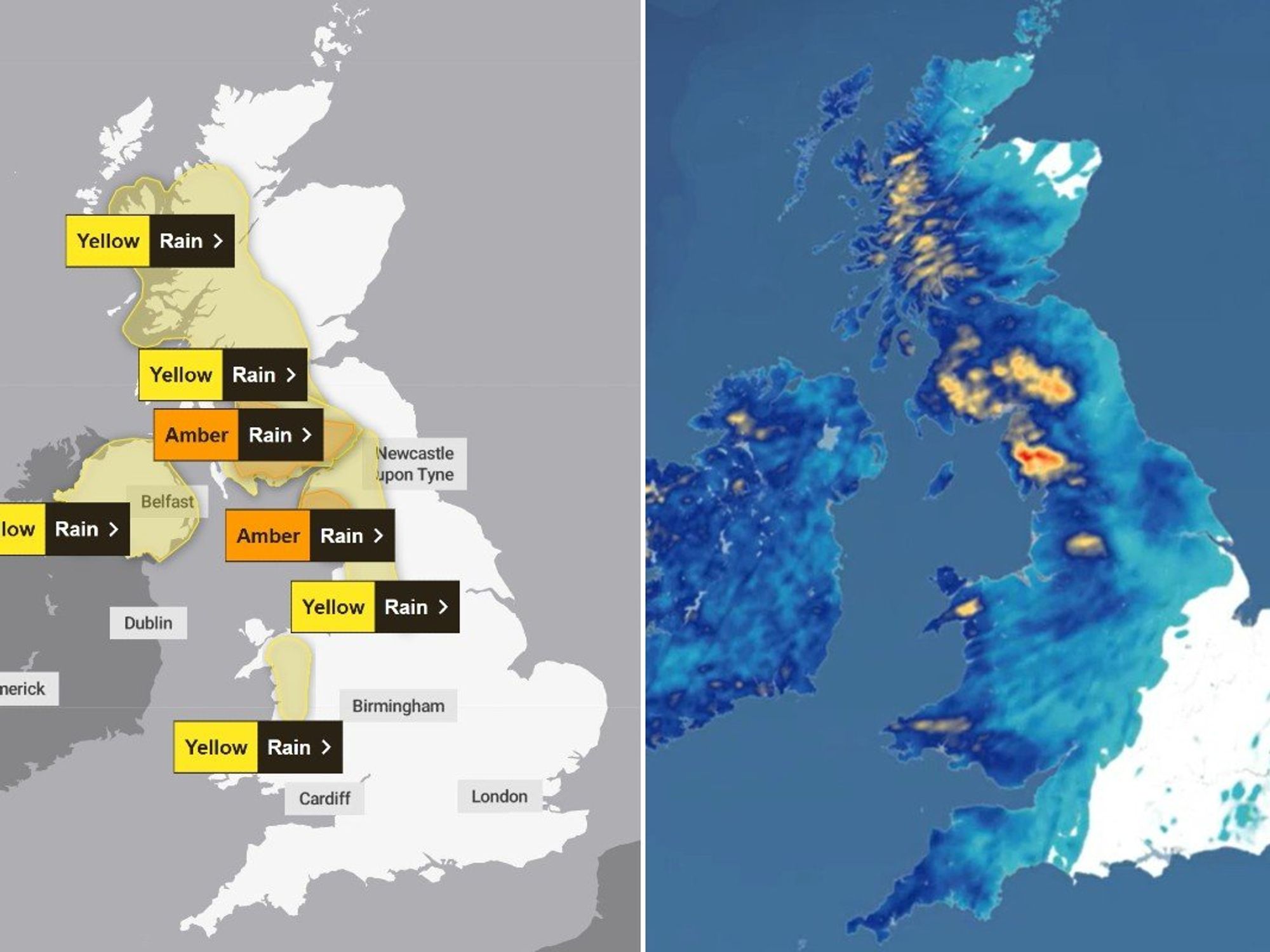 Met Office rain warnings will come into force across Britain in just hours